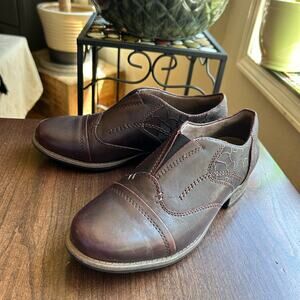 Earth Women's Shoes Leather Slip-On Round Toe Avani Banyan Almond Brown 7.5W